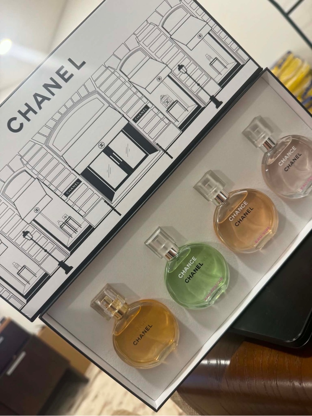 CHANEL Chance Miniature Perfume Set - Yellow, Green, Peach, Pink